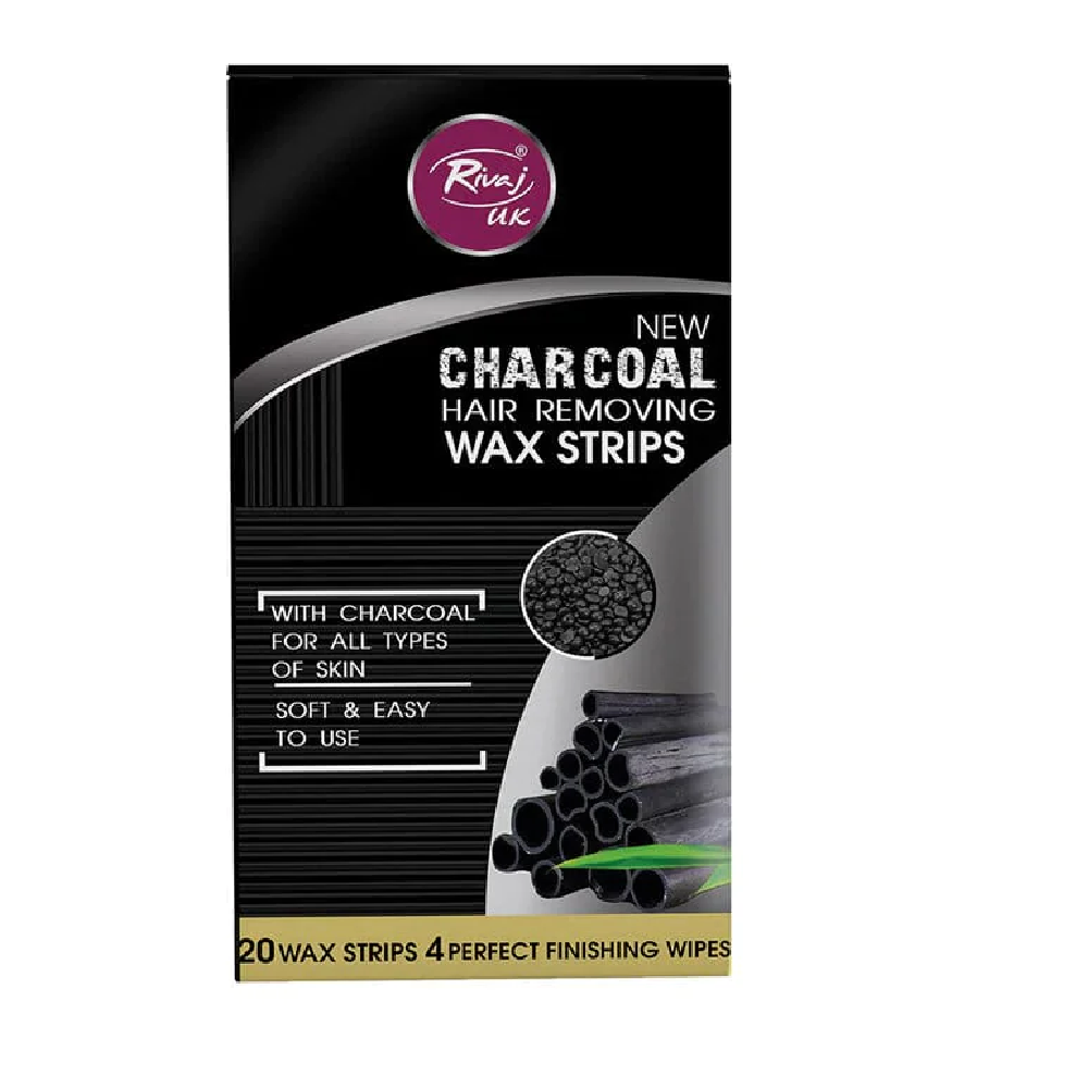 RIVAJ HAIR REMOVING WAX STRIPS CHARCOAL 20+2PC